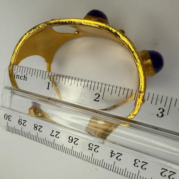 Purple Natural stone gold plated cuff - Picture 5 of 7